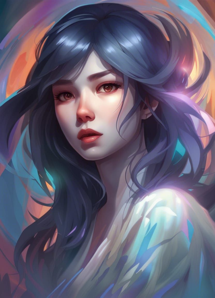 Ethereal Woman Ghost Portrait in Monochromatic Colors