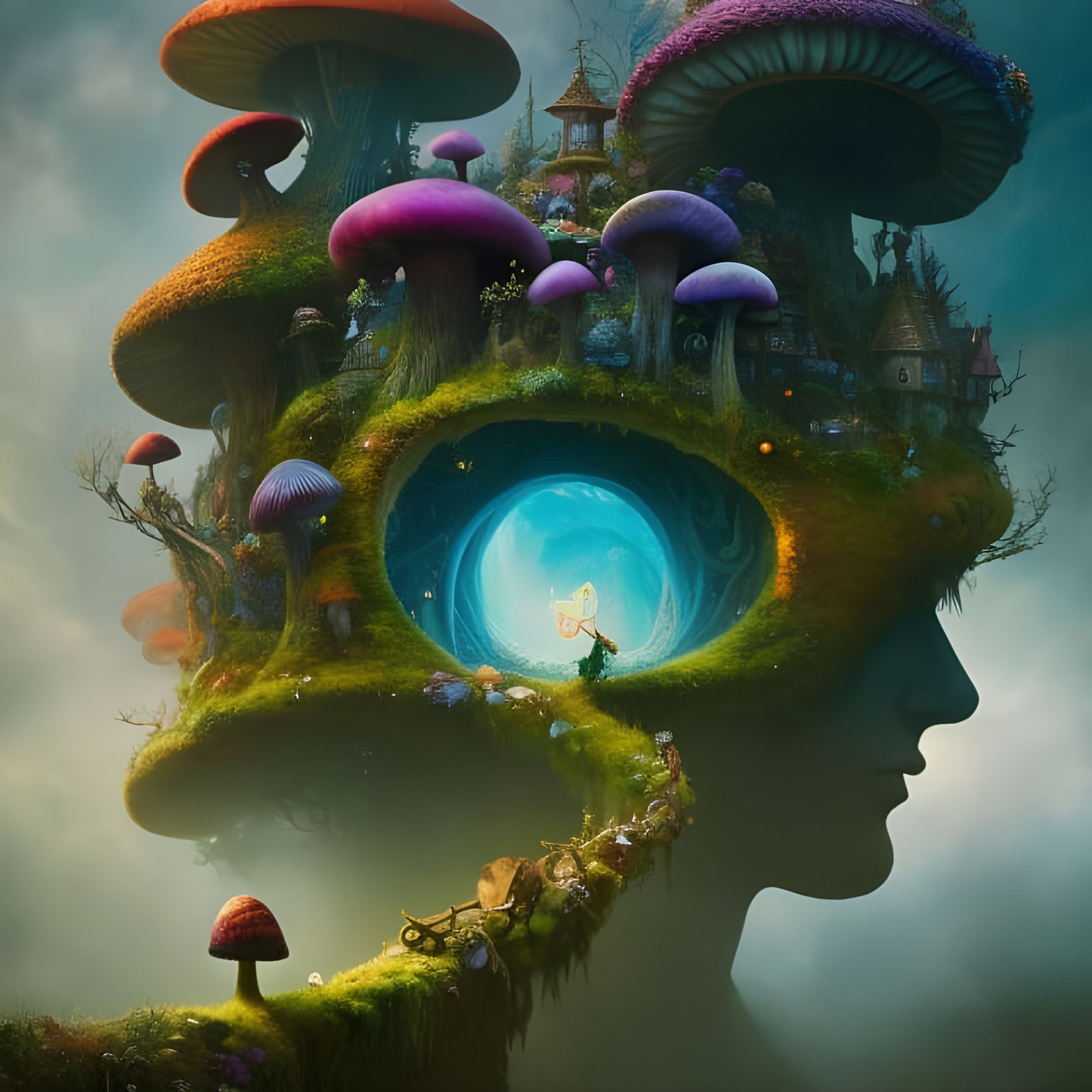 Magic Mushroom City Inside Nature Portal Vortex