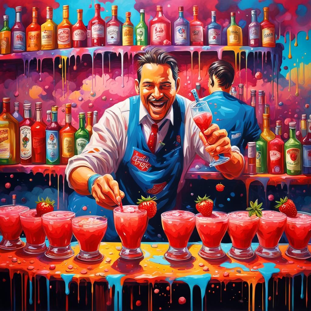Bartender Creates Daiquiri in Graffiti Splash Art Style