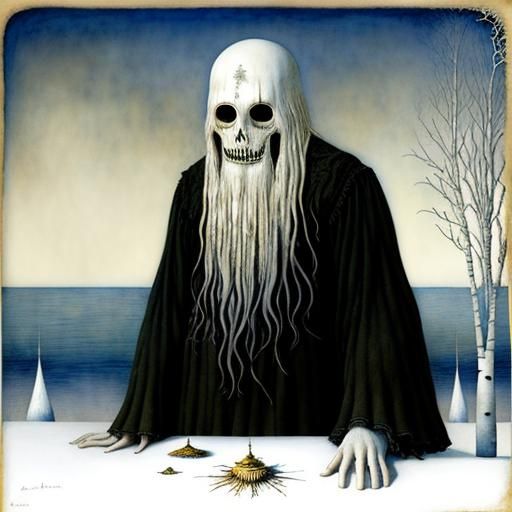 Surreal Sunburned Sun Behind Snowy Birch