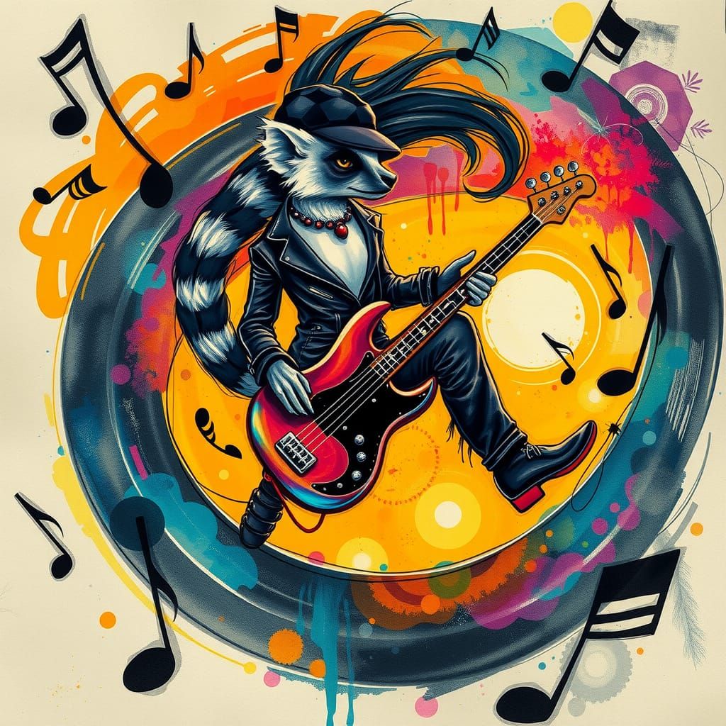 Gothic Lemur Woman's Surreal Jazz Journey