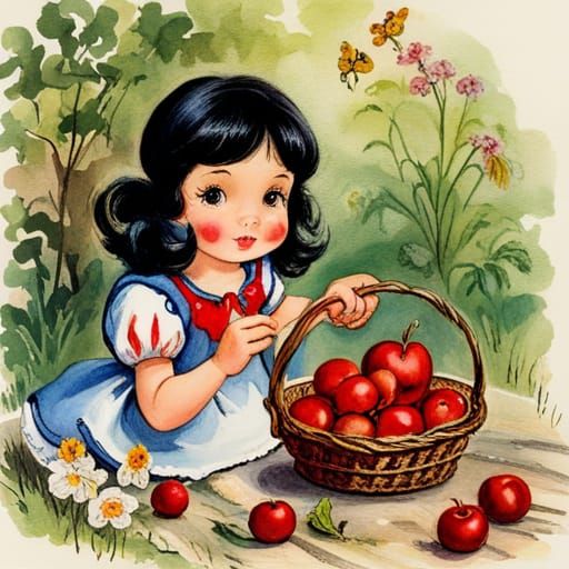 Charming 70's Snow White Illustration