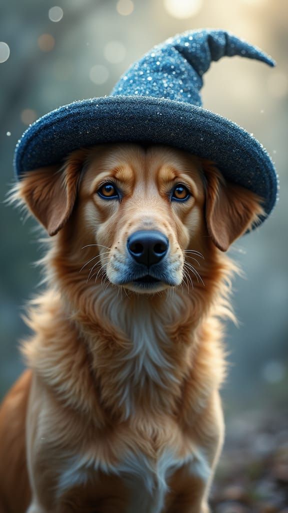 Majestic Dog in Whimsical, Magical Landscape