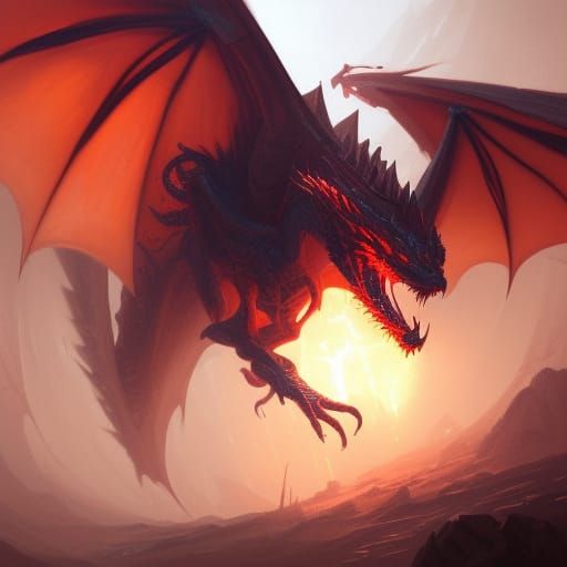 Hyperdetailed Dragon in Dark Fantasy Style