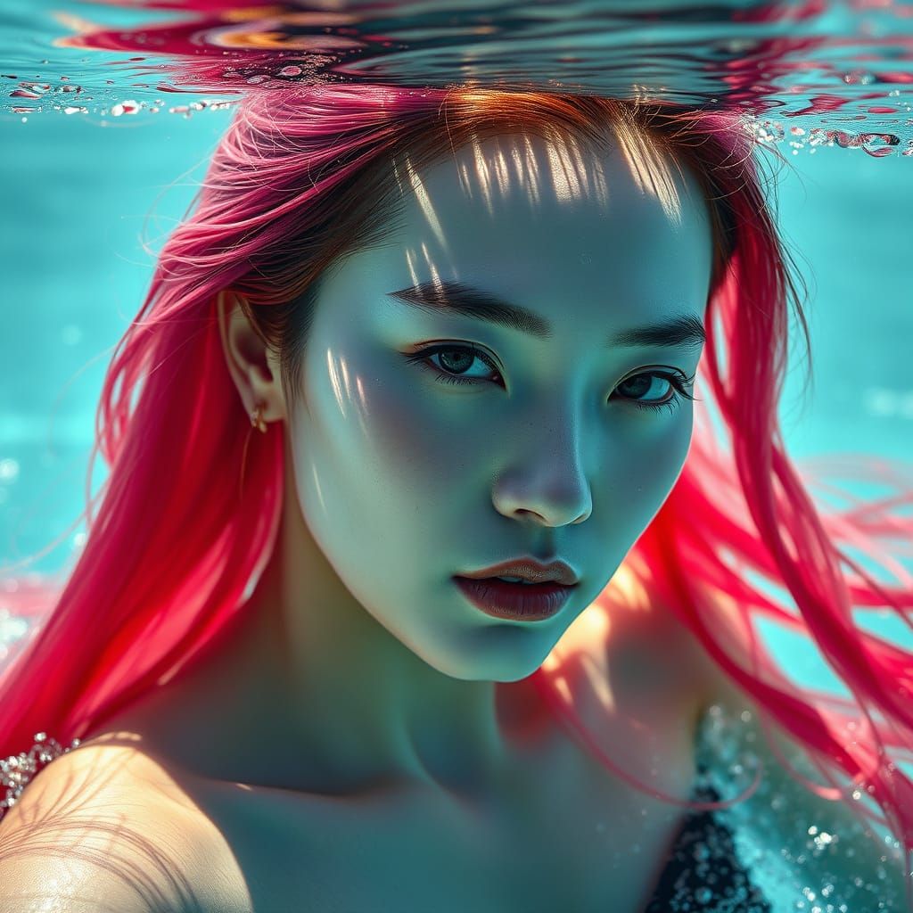 Mystical Chinese Mermaid in Turquoise Waters
