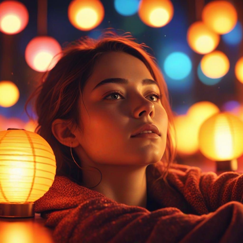 Relaxing Figure in Neon Triadic Colors