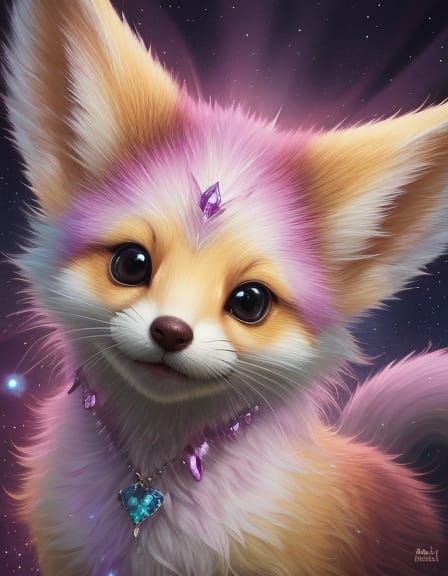 Angel Ferret Fox Fusion in Vibrant Oil Painting