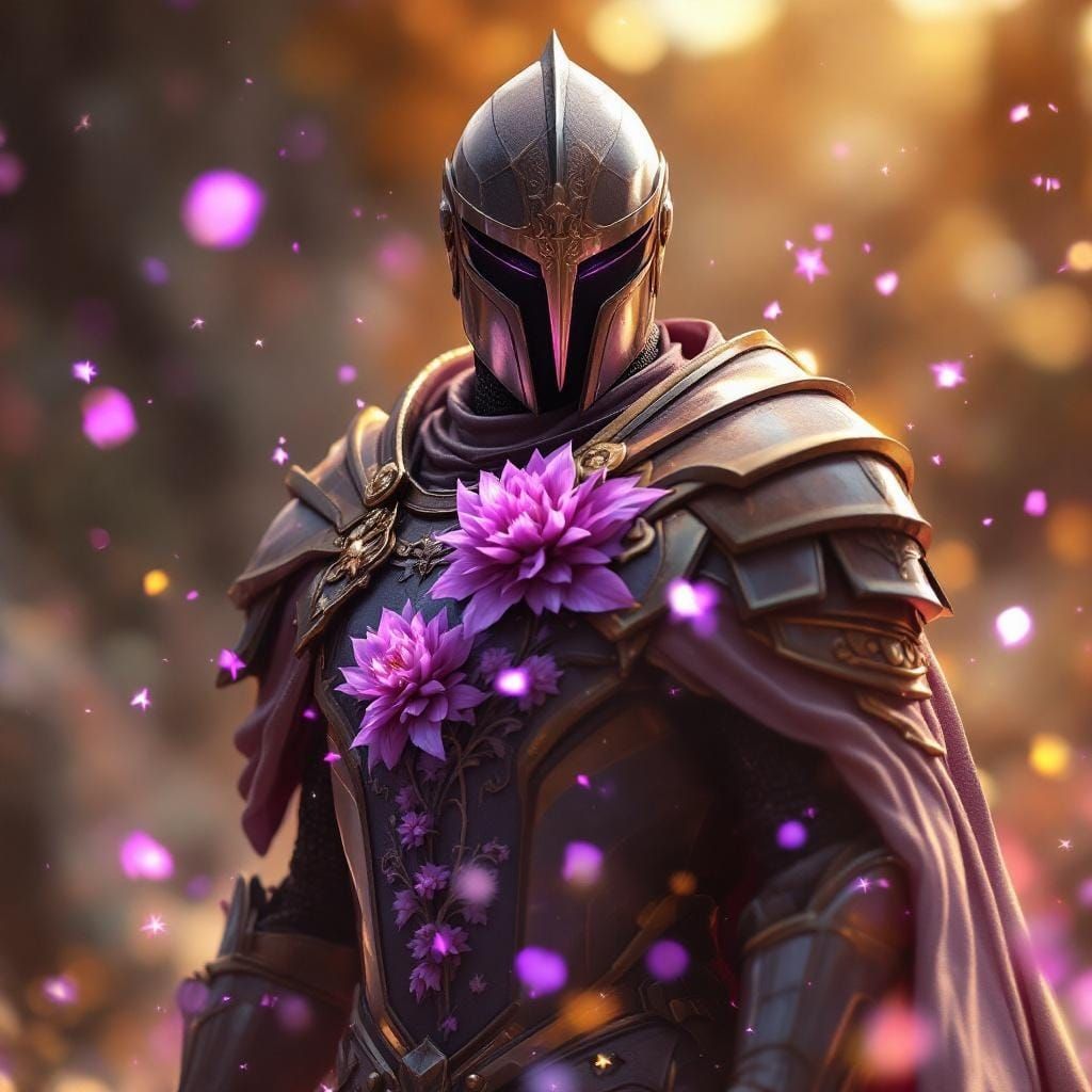Graceful Knight with Flowery Sigil: Photorealistic Digital A...