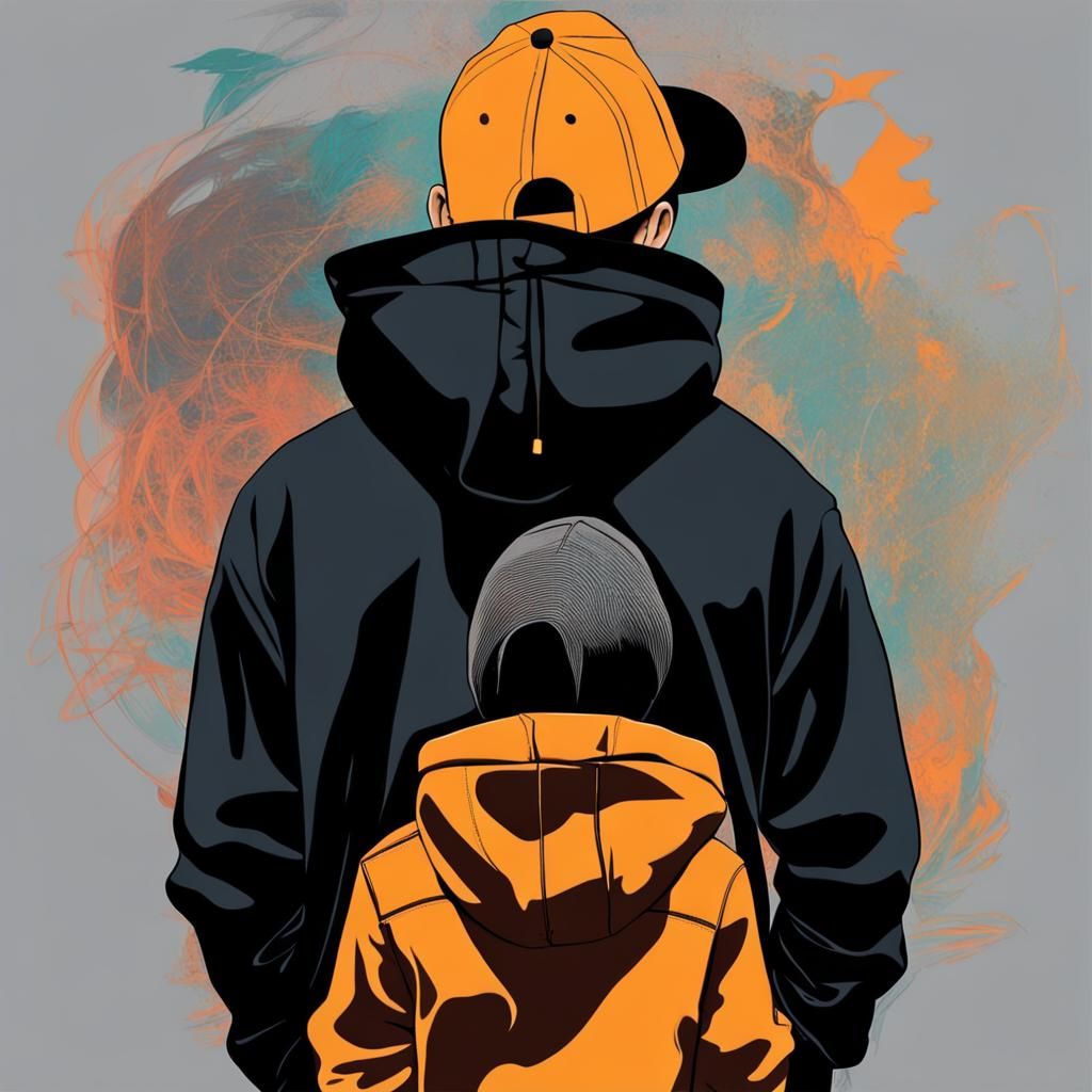 Abstract Art: Boy in Hoodie with Hat