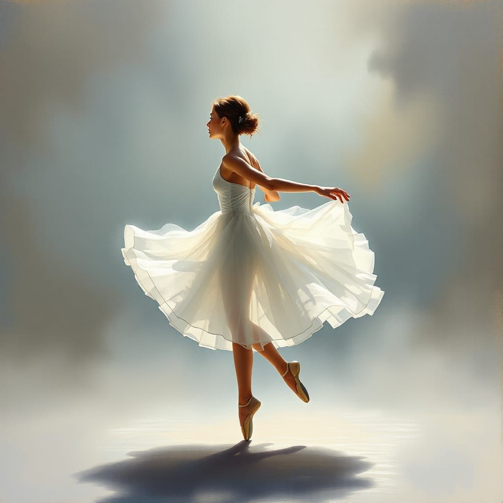 Ethereal Ballerina in Misty Moonlight