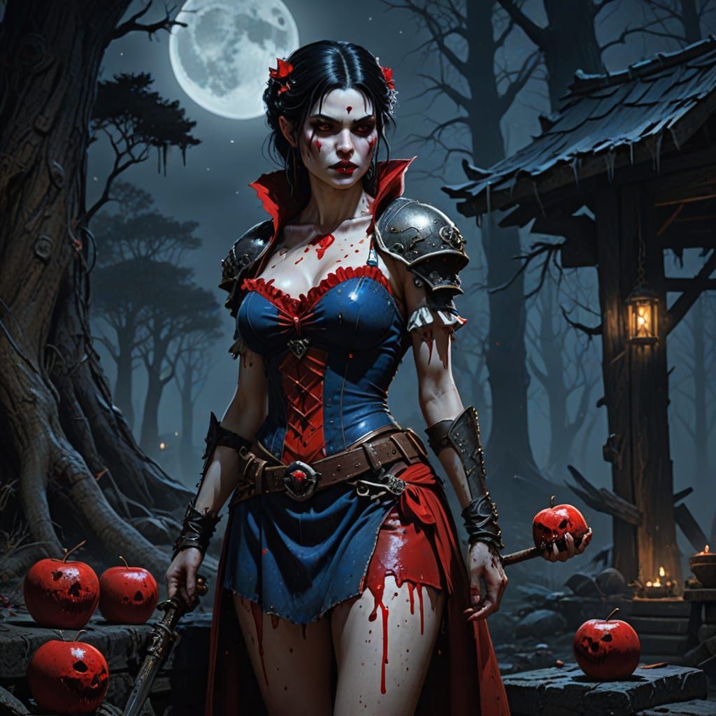 Vampire Snow White in Moonlit Forest