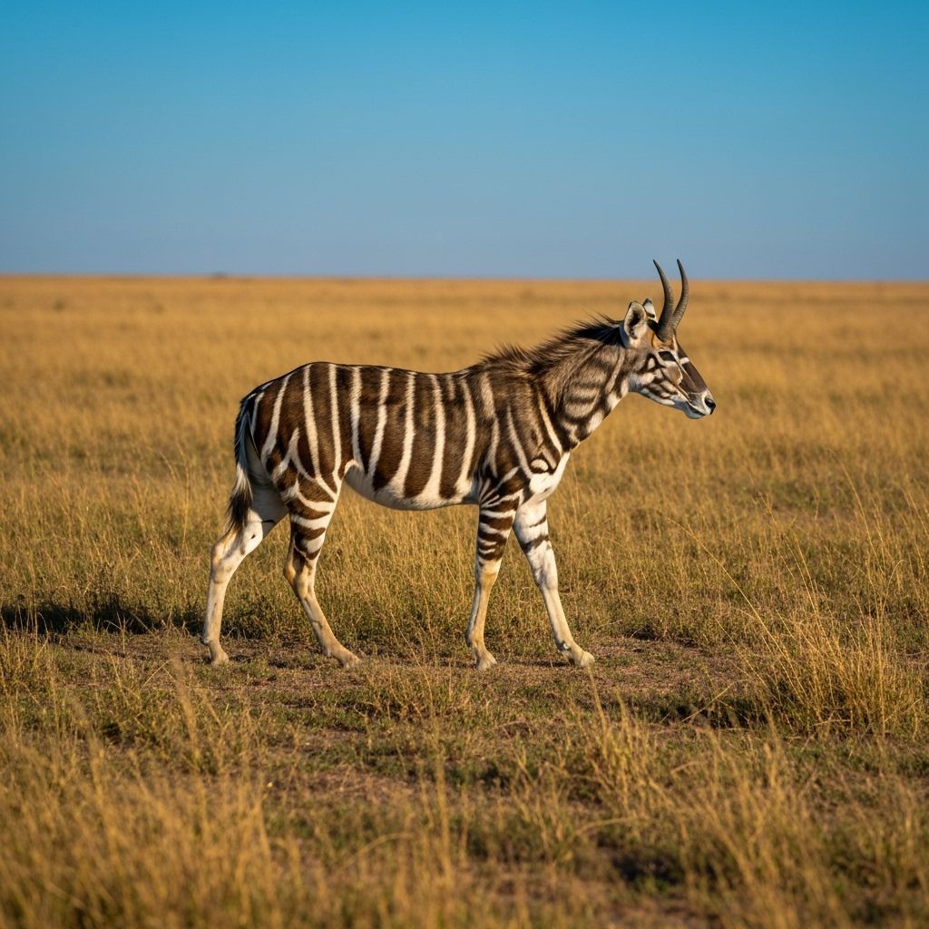 Quagga Grazing on African Plain in Wildlife Photography Styl...