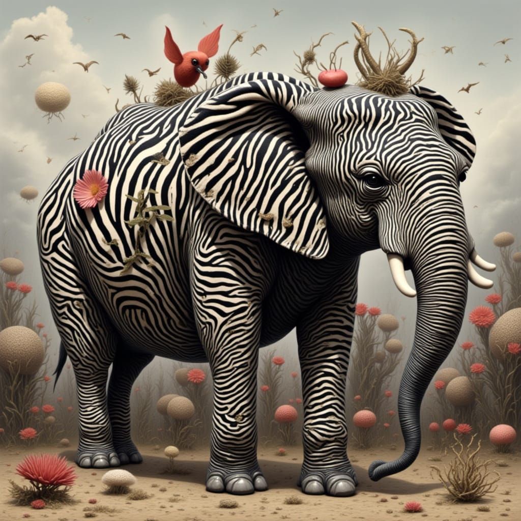 Elephant Parade in Zebra-Punk Style