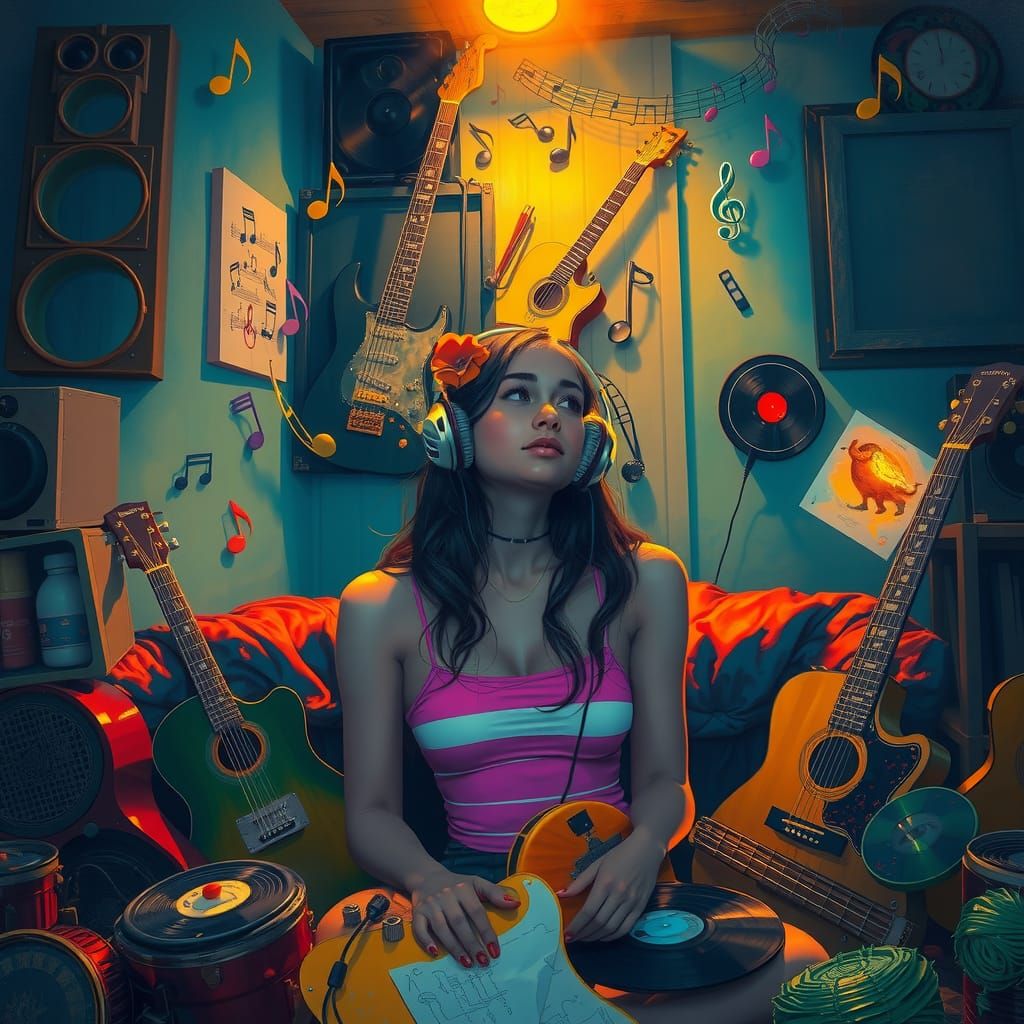 Dreamlike Music Scene in Expressive Surrealism Style