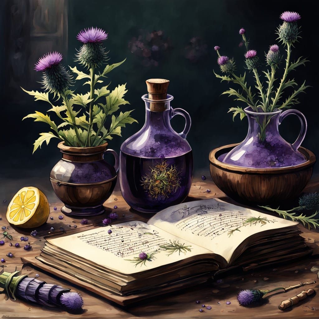 Mystical Grimoire Illuminated in Ancient Watercolor Splendor