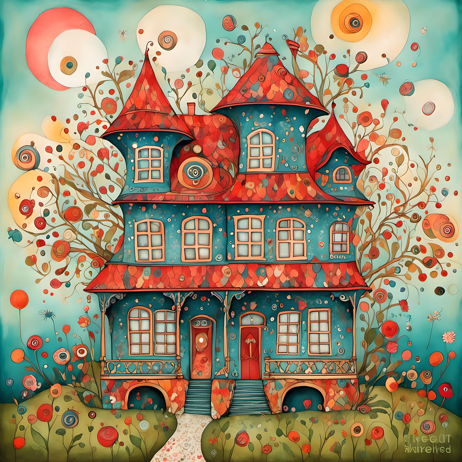 Whimsical Portrait of a Cozy House