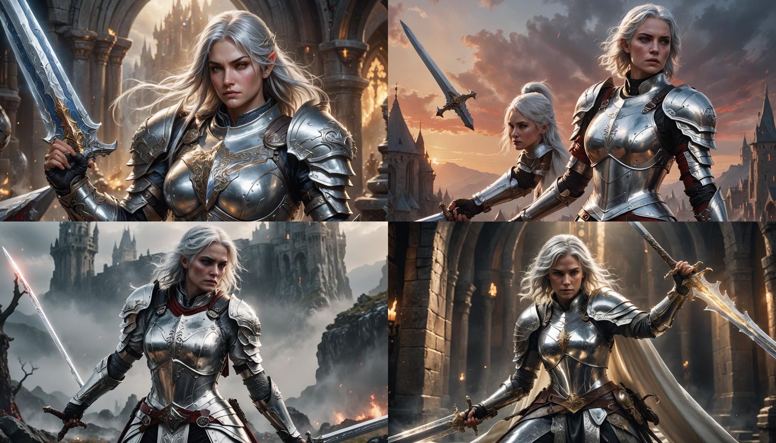Female Paladin with Battle Sword in Hyperrealistic Style