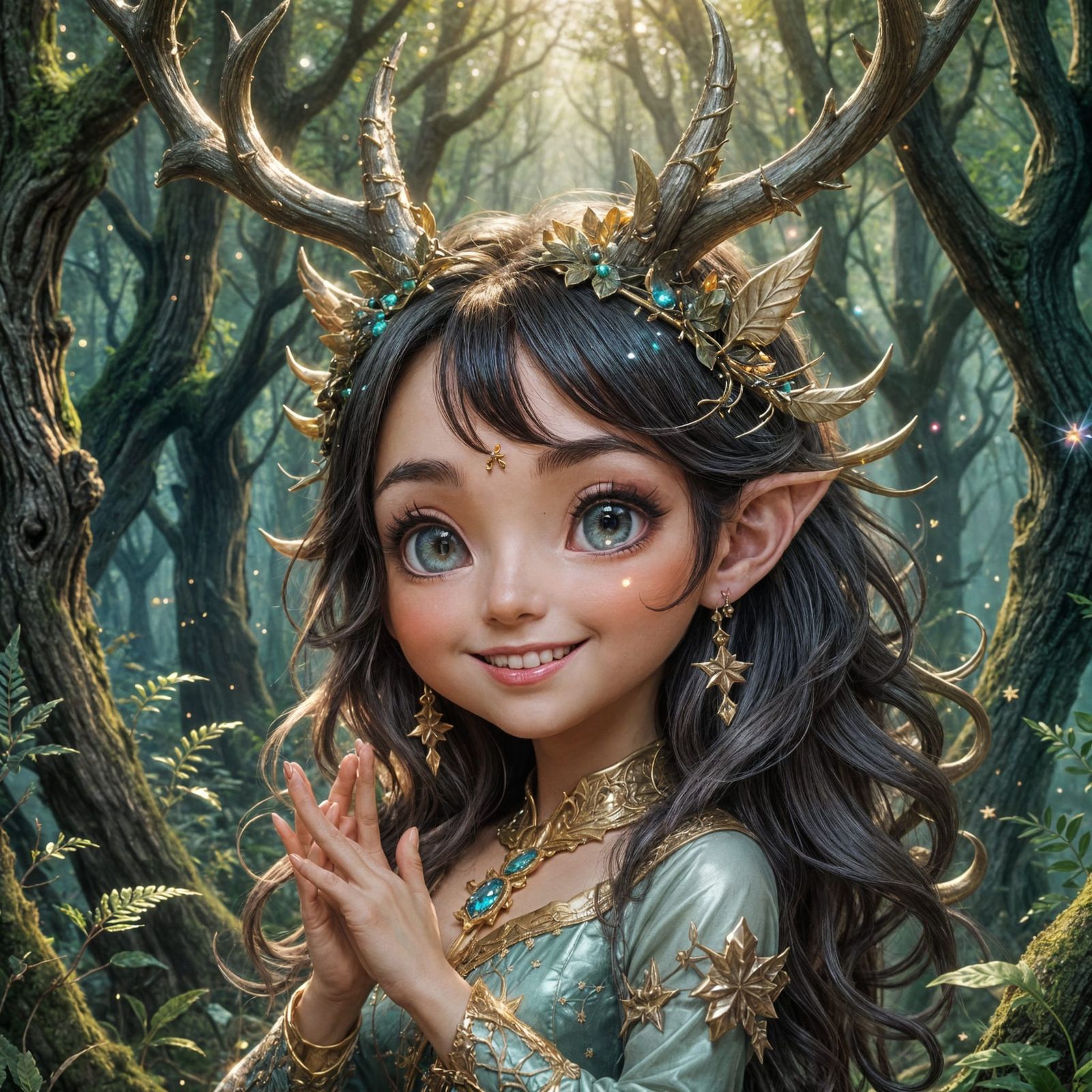Chibi Deer Girl in Whimsical Forest