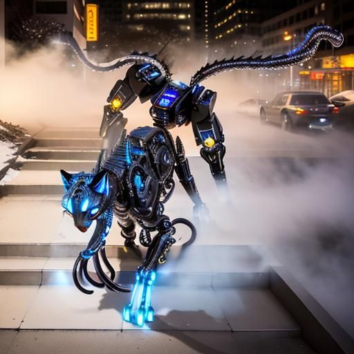 Cybernetic Displacer Beast in a Dark Megacity