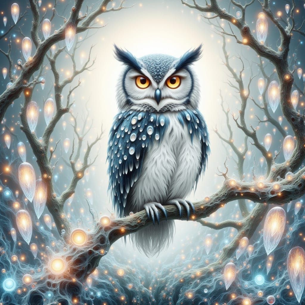 Majestic Owl in Enchanted Forest, Watercolor Style