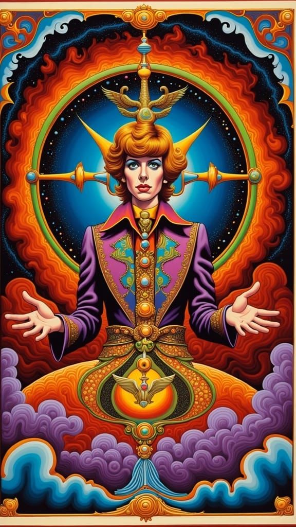 Mystical David Bowie in Cosmic Wheel of Fortune