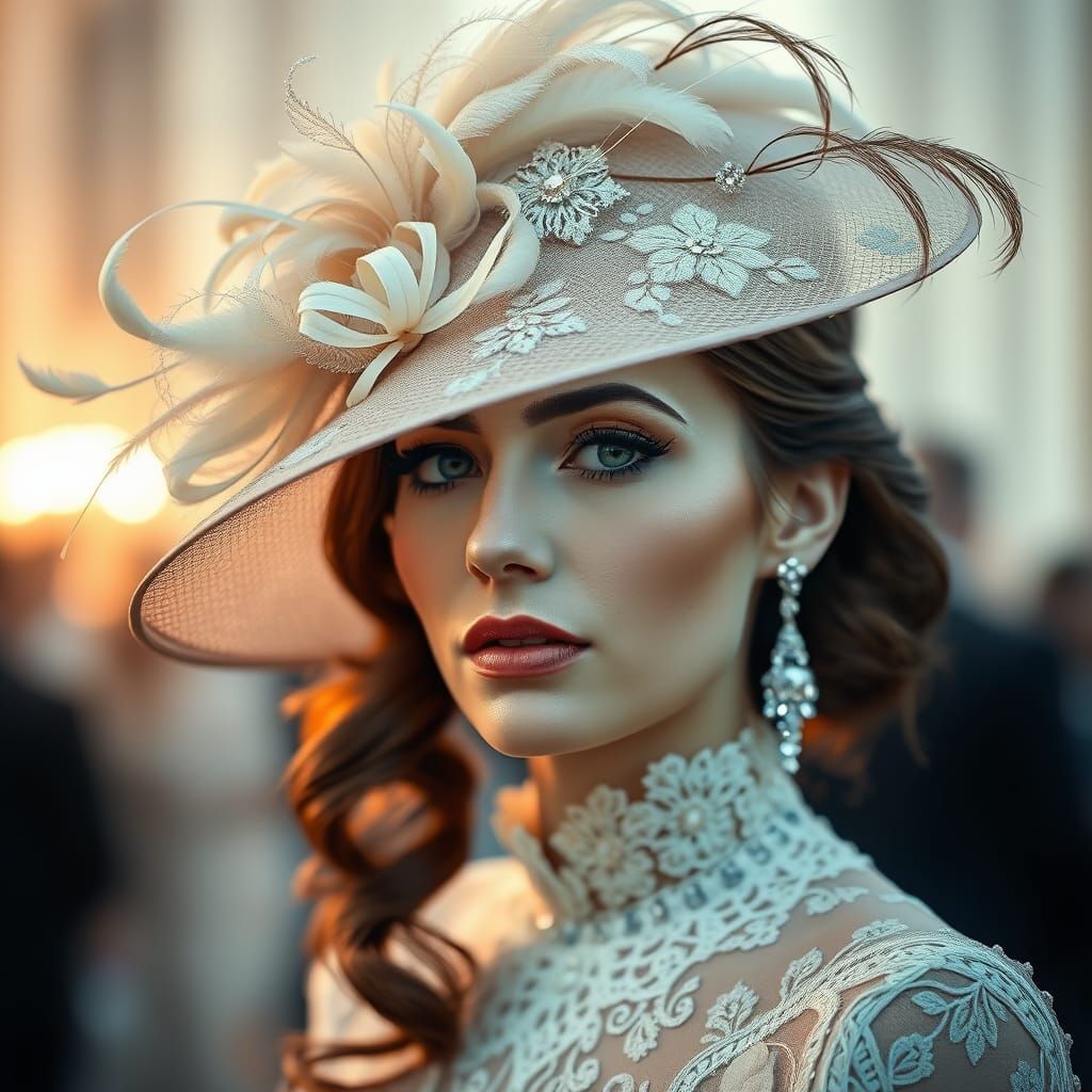 Elegant Woman in Whimsical Pastel Dreamscape