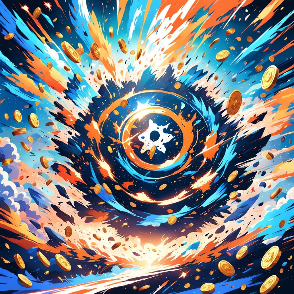 Anime Explosion: Coins Flying Through Sky