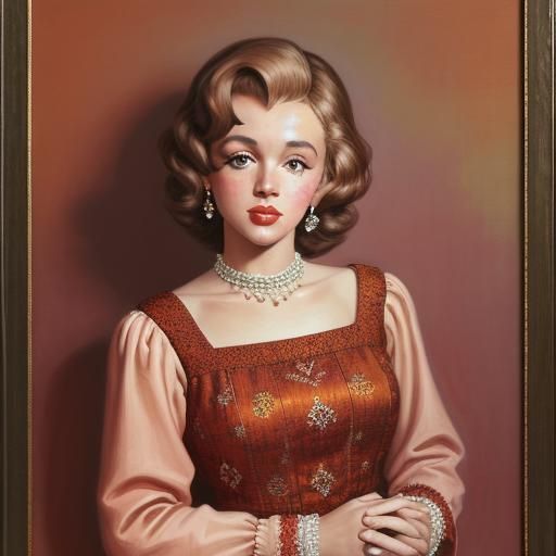 Religious Woman with Brown Hair as Oil Painting
