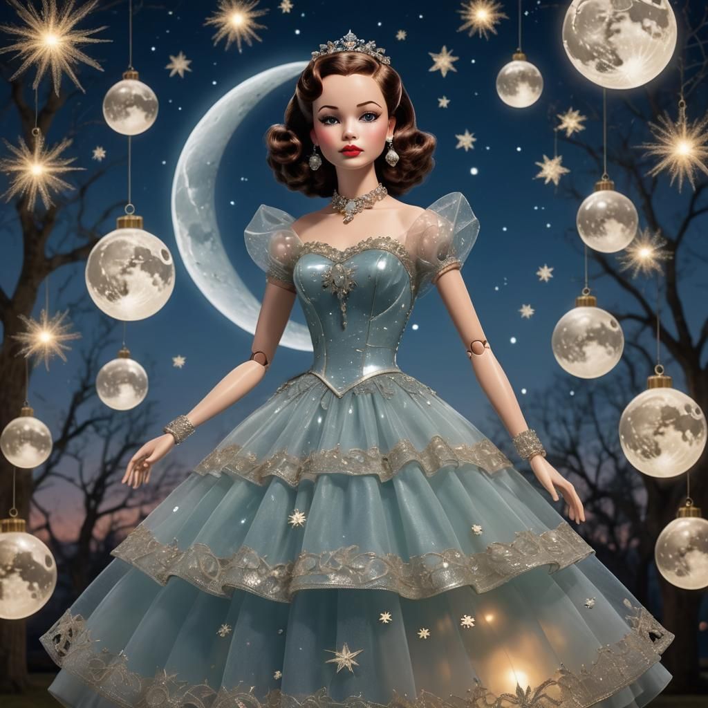 Mechanical Doll in Glass Dress, 1950s Style