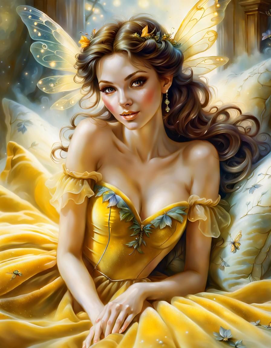 Ethereal Fairy in Velvet Dress: Hyperdetailed Fantasy Art