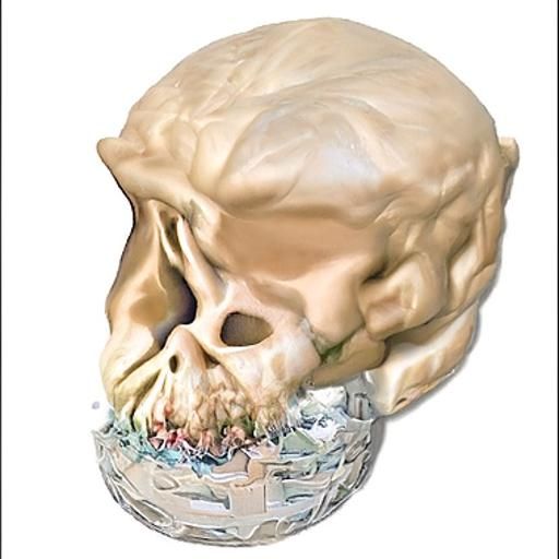 Hyperrealistic Human Skull in Biased Rendering