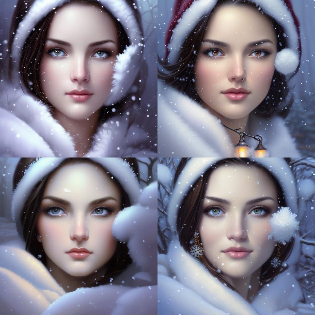 Ethereal Winter Woman in Hyperdetailed Fantasy Art