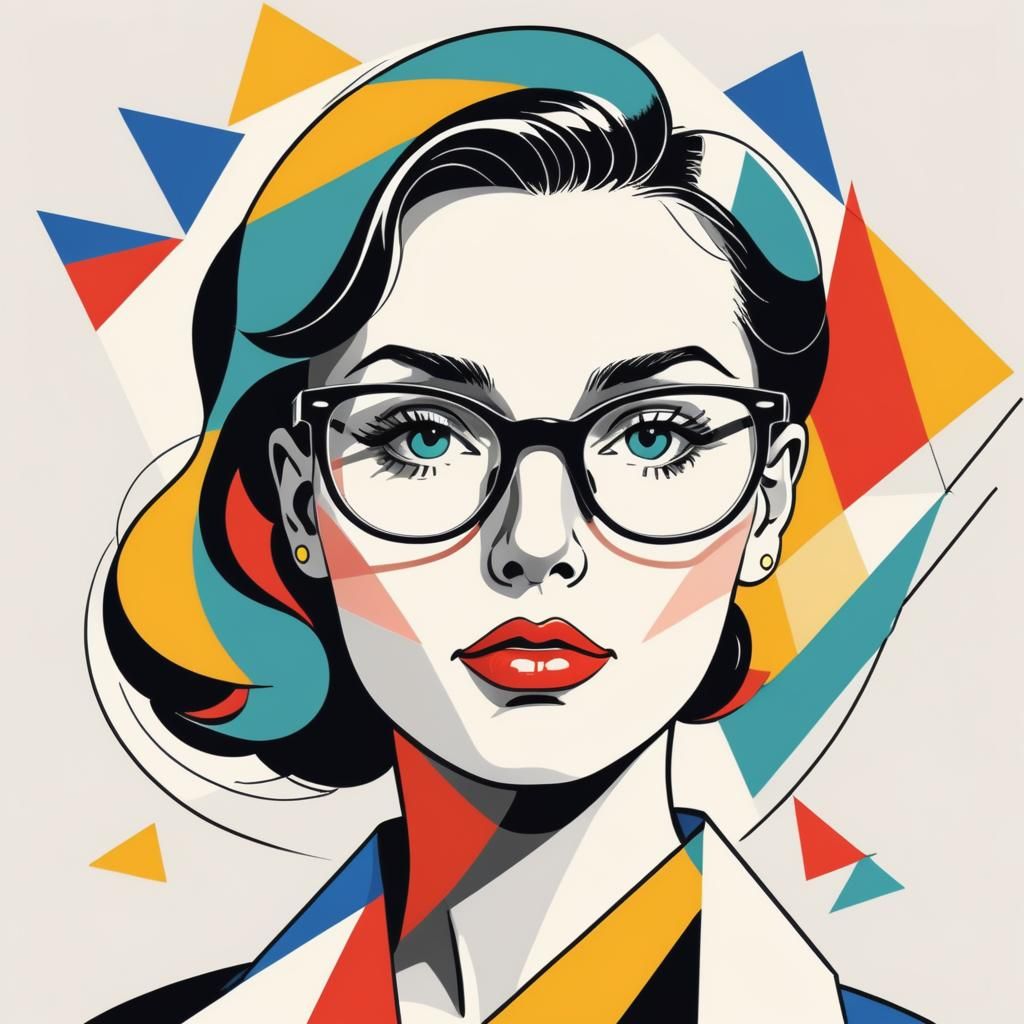 1950s Woman in Geometric Abstract Vector Art