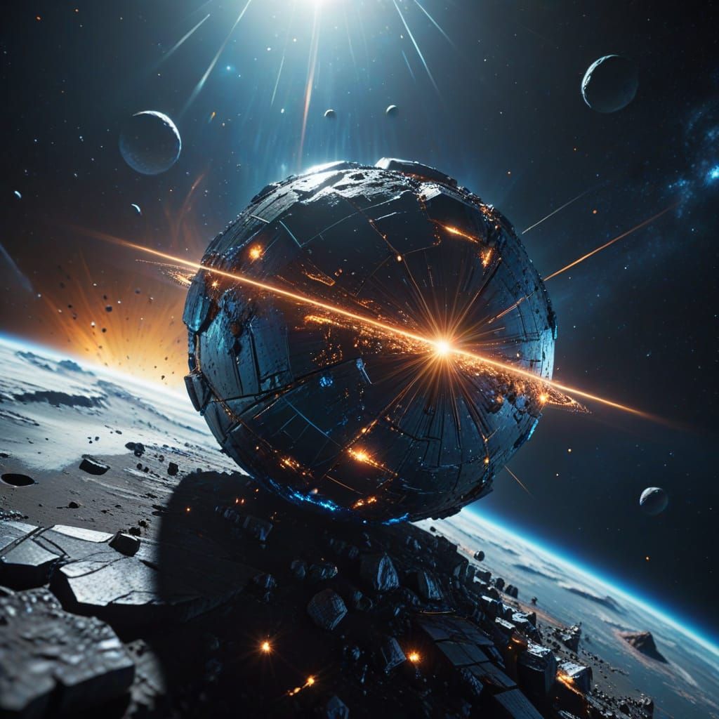 Cinematic Film Still of Satellite Orbiting Earth