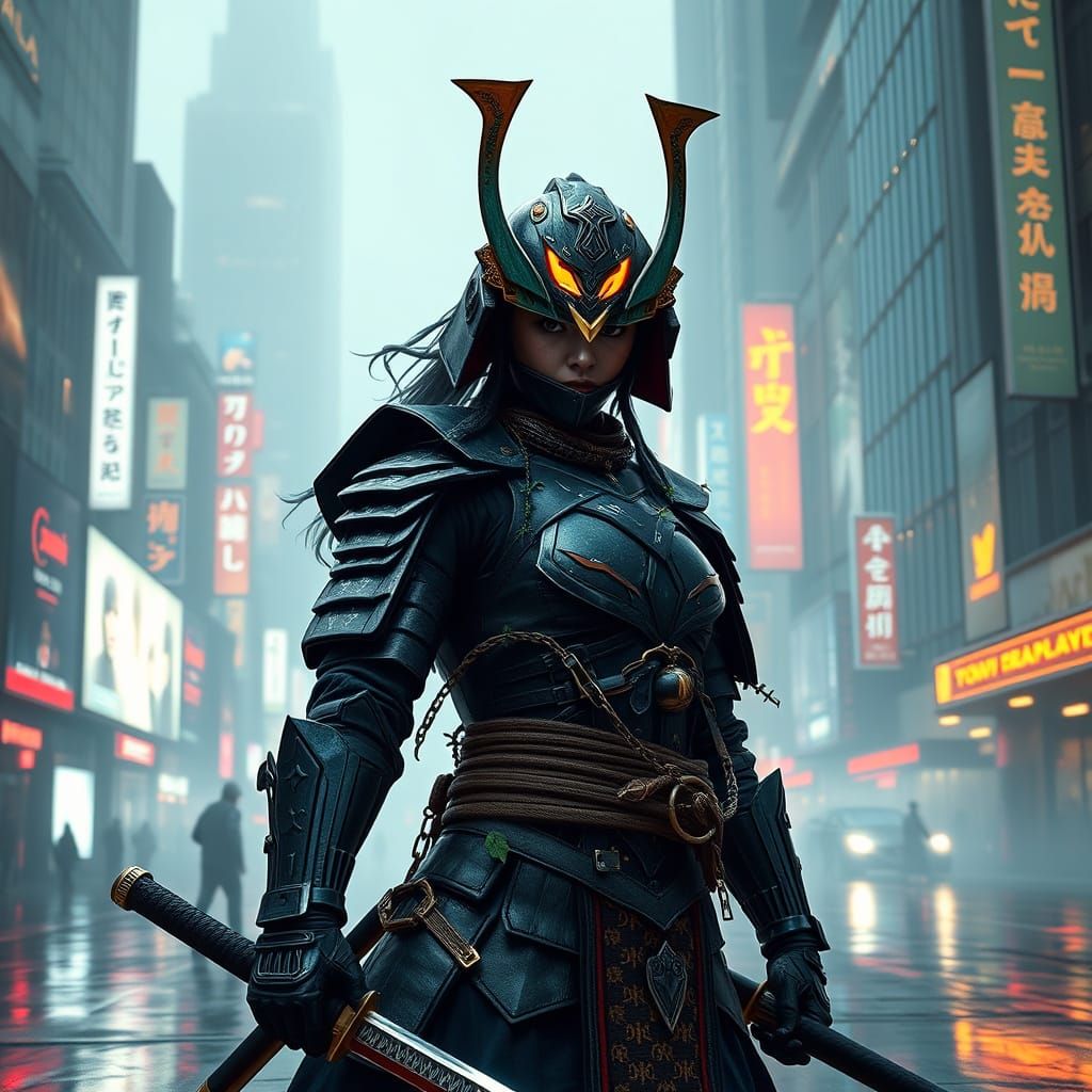 Klingon Warrior Kipmaihai Stands Tall in Futuristic Cityscap...