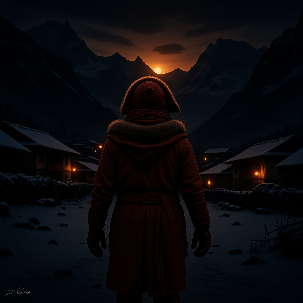 Dreamy Dawn in a Snowy Himalayan Village