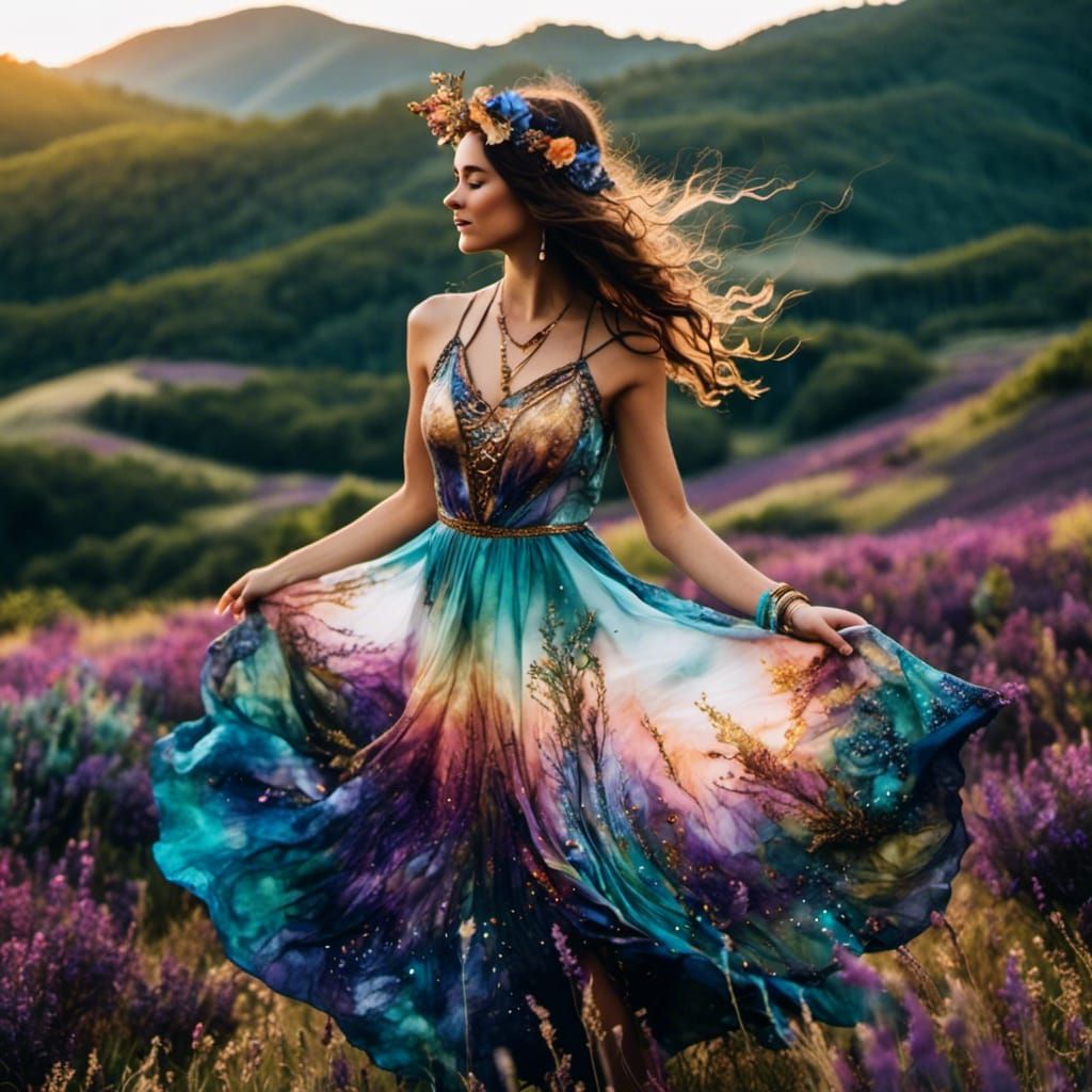 Handmade Music Festival Dress in Fantasy Ink Style