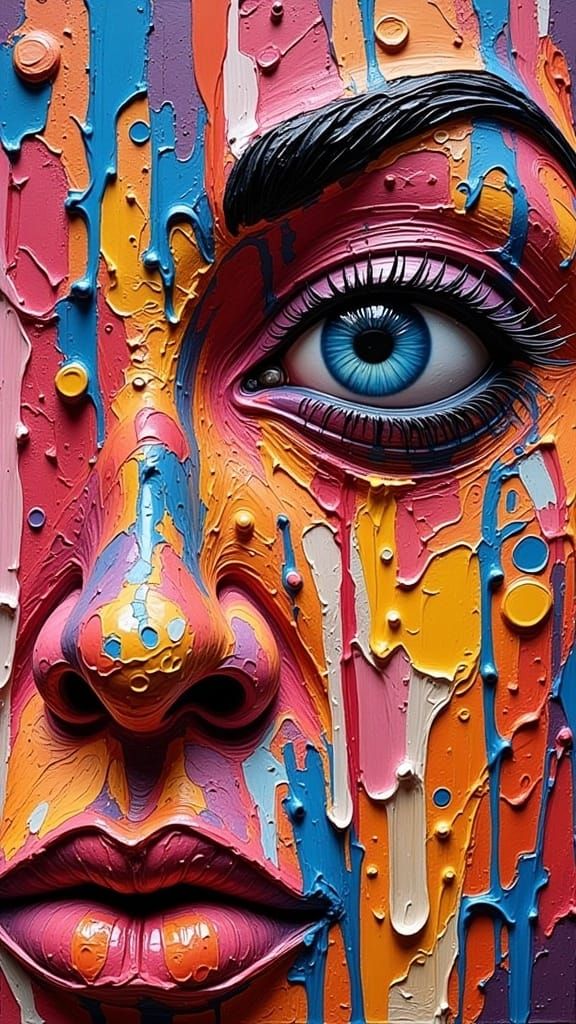 Vibrant Urban Wall Art with Snake-Scaled Texture