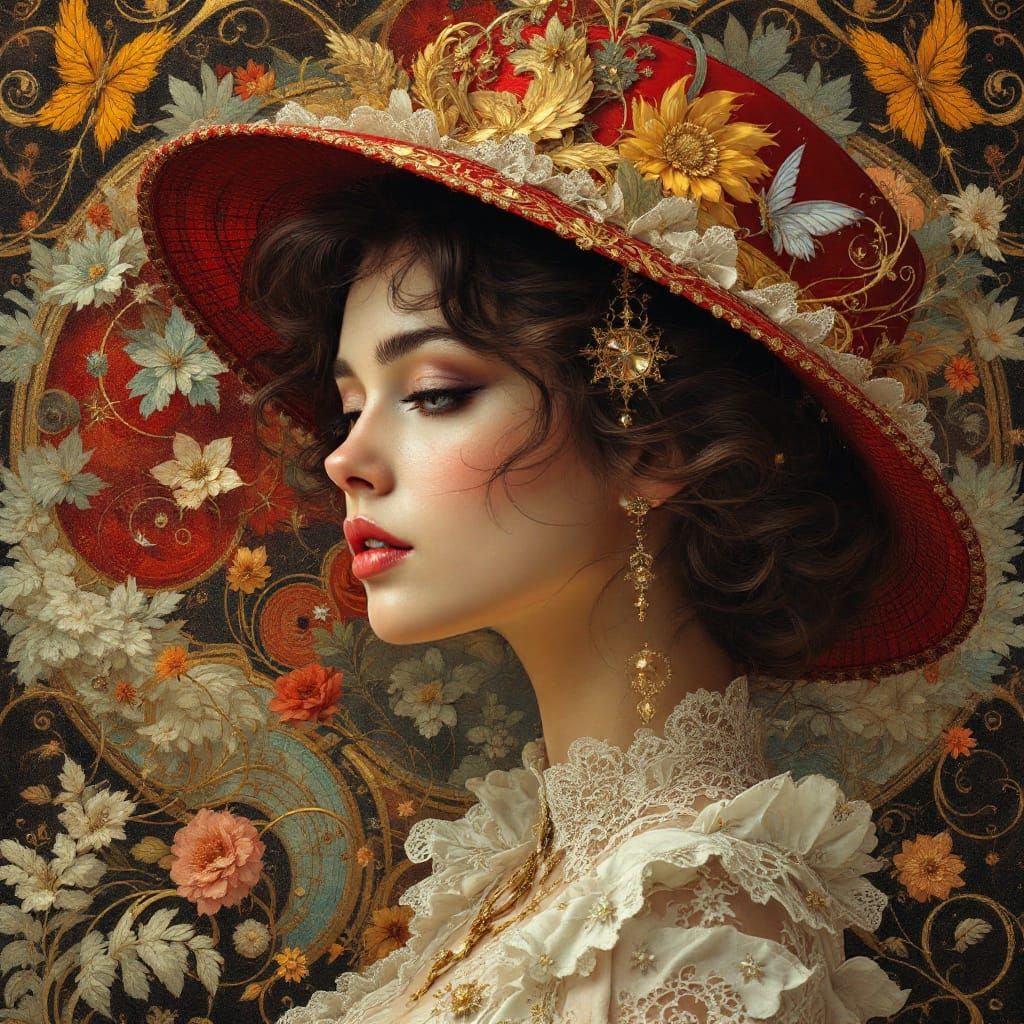 Elegant Lady in Art Nouveau Splendor