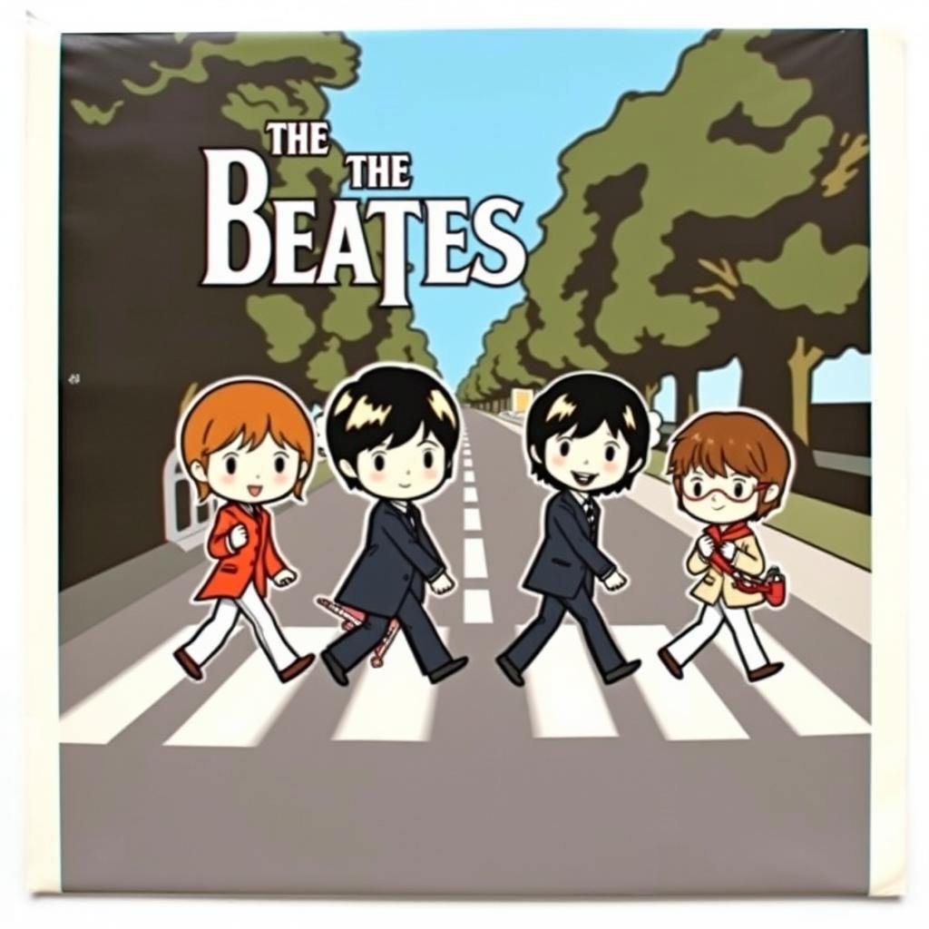 Chibi Beatles Cross Abbey Road