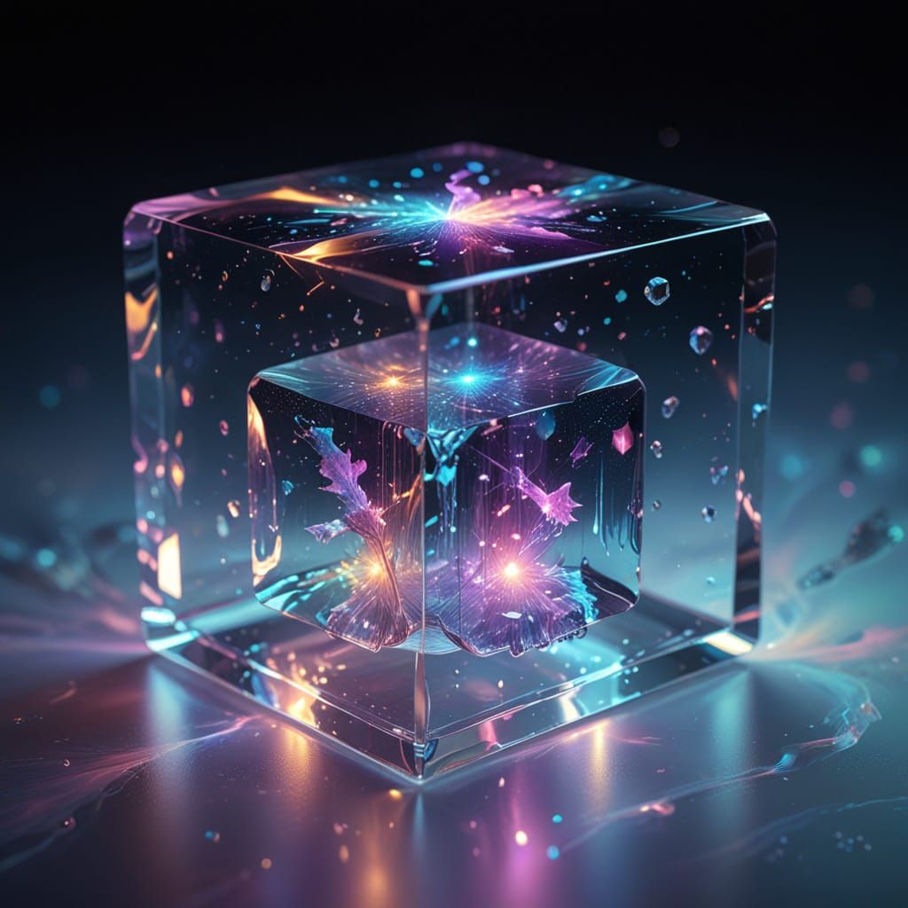Ethereal Cosmic Vortex in Glass Cube