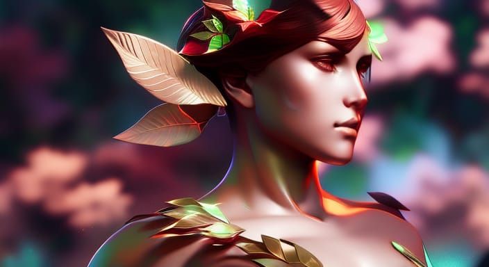 Spring Personified: Detailed Portrait with Floral Adornments