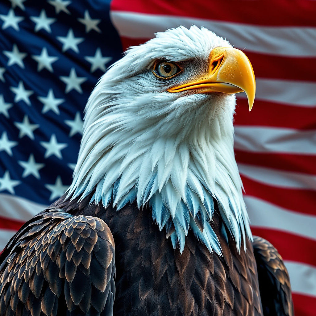 American Eagle and Flag in Hyperrealistic Detail