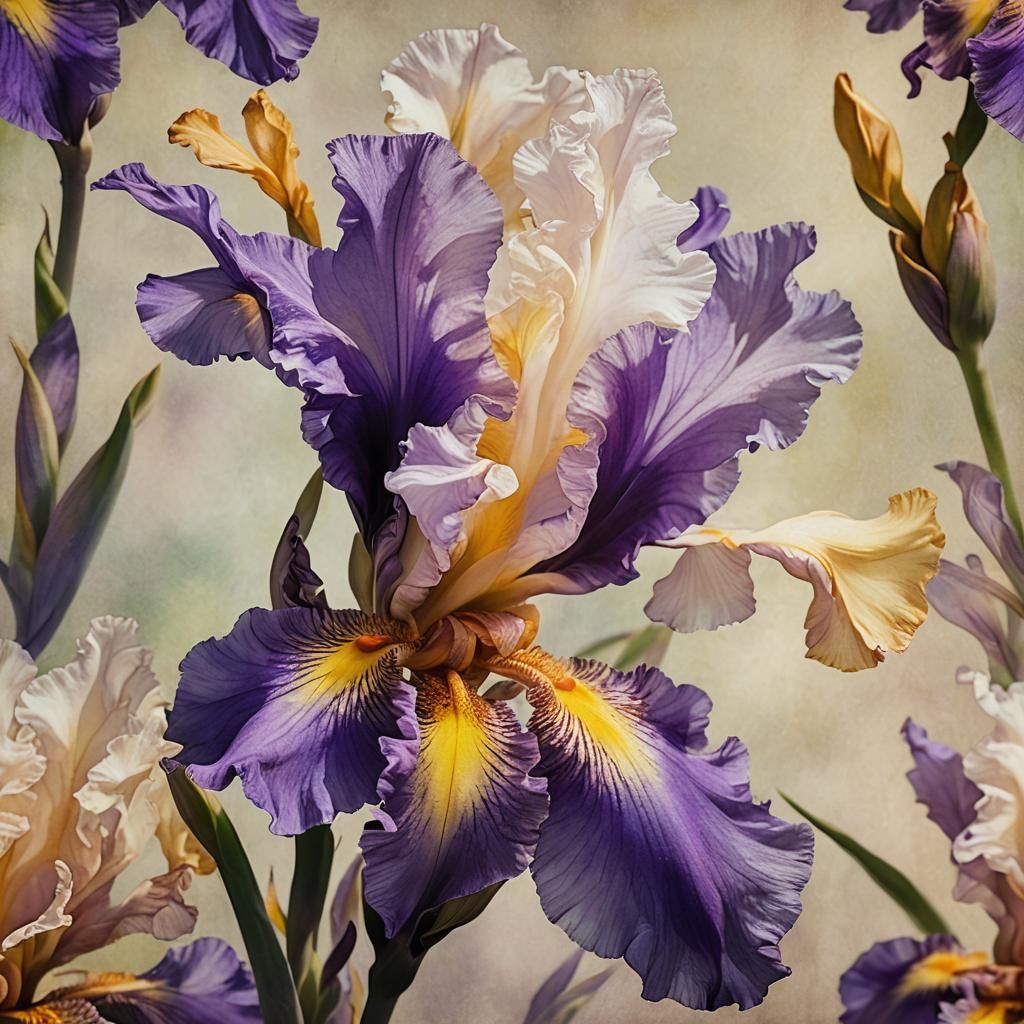 Vibrant Boho Iris Bloom in Soft Light