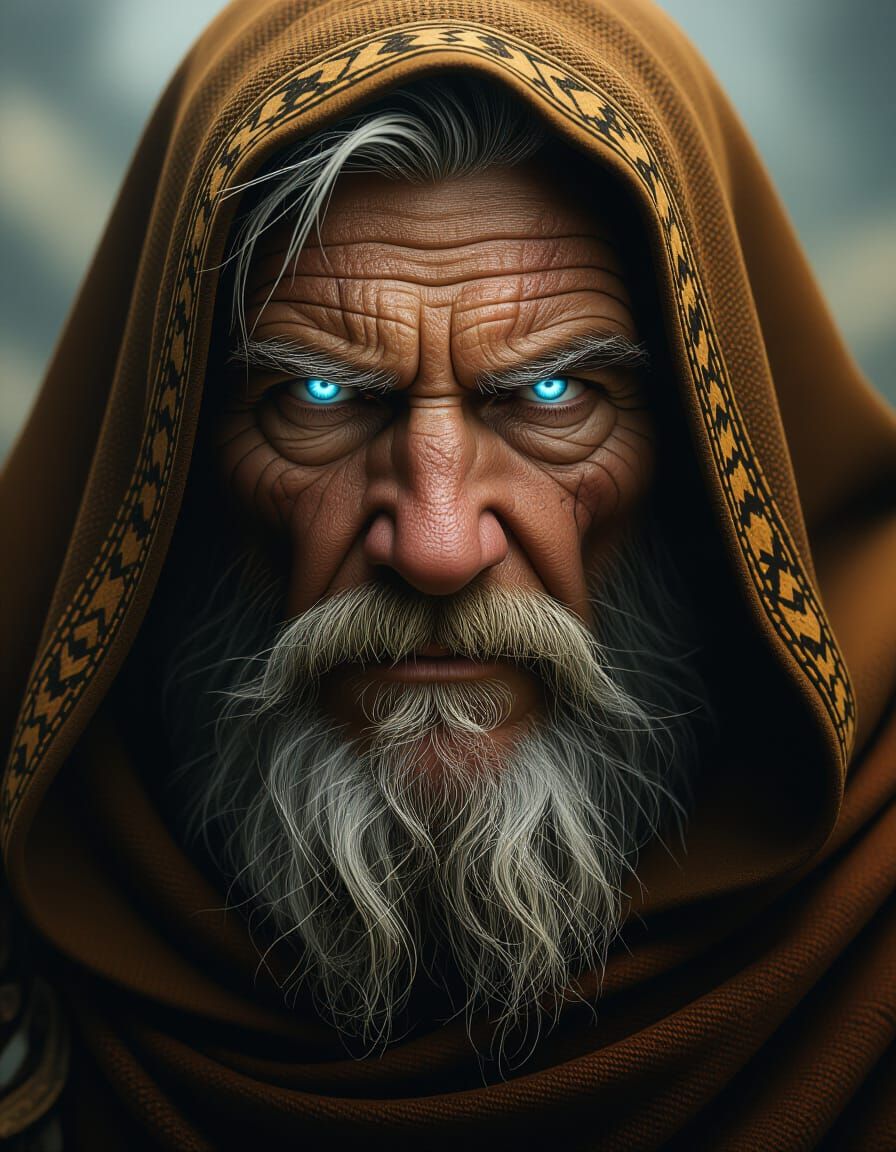 Noble Old Man with Piercing Blue Eye