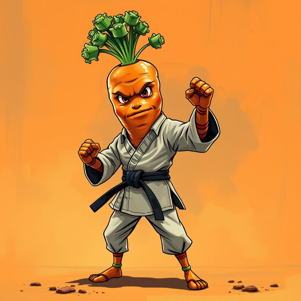 Karate Carrot in Comic Book Style