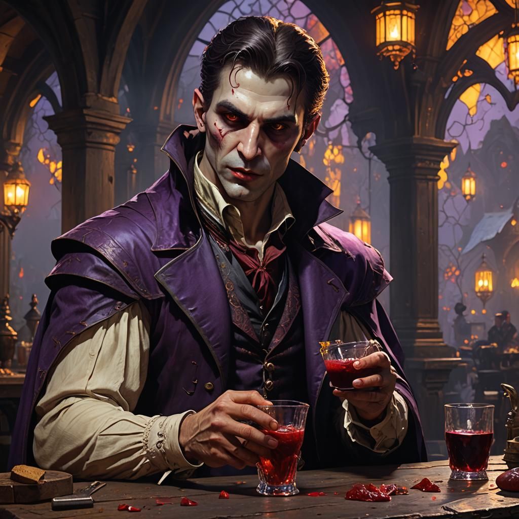 Vampire Drinks Blood: Dark Fantasy Art in 8K