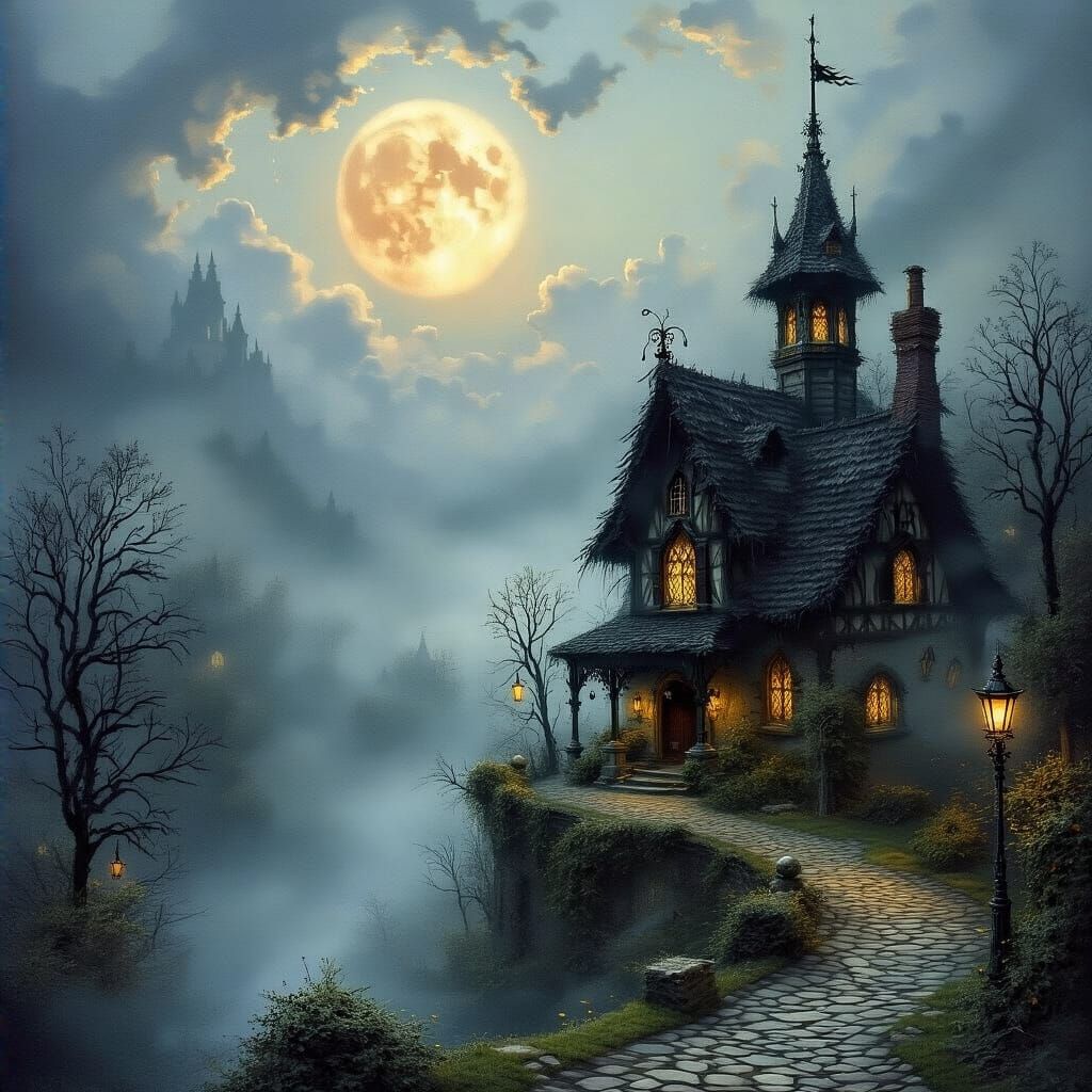 Grimdark Landscape in Thomas Kinkade Style