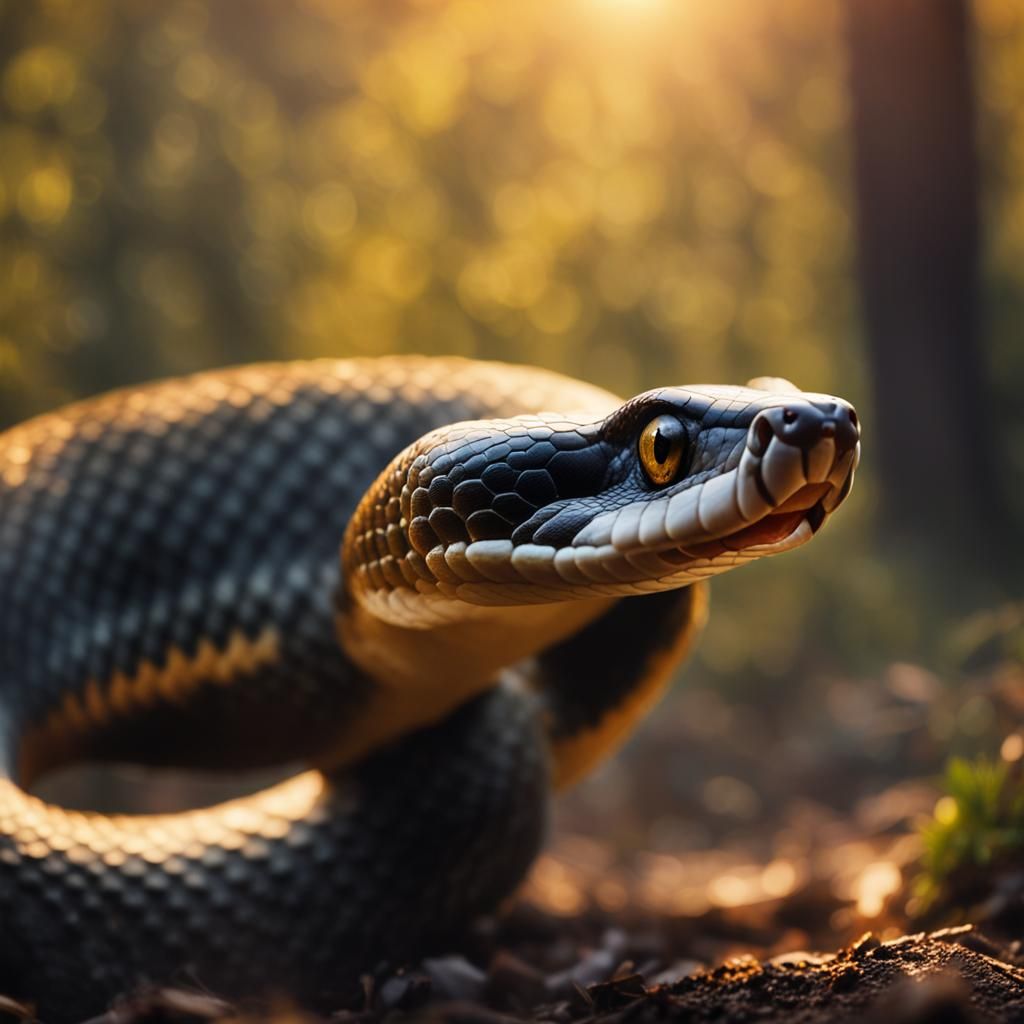 Majestic Cobra in Golden Hour Sunlight