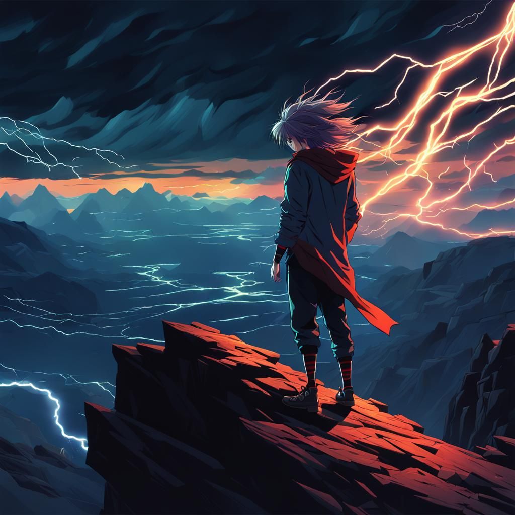 Anime Cliffside Duel with the Storm